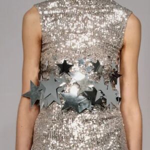 Christian Cowan Growing Star Cropped Sequins Tank Top